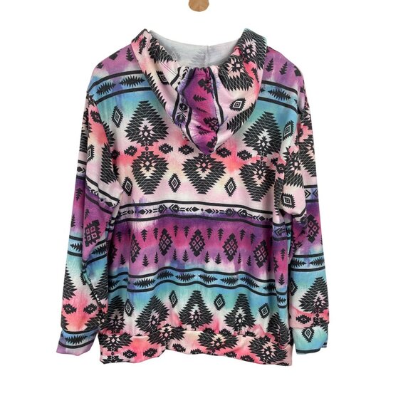 Avery Multicolor Aztec Print Hoodie Sweatshirt Womens Size Medium - Picture 4 of 5